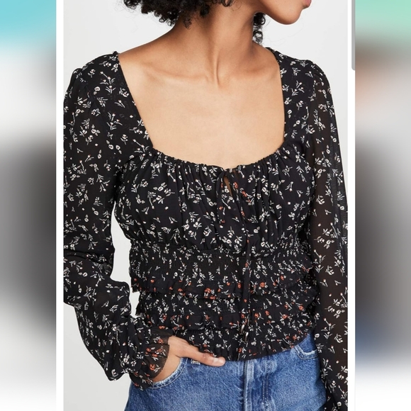 Free People Lolita Floral-Printed Top in Black Size XS - Picture 1 of 15
